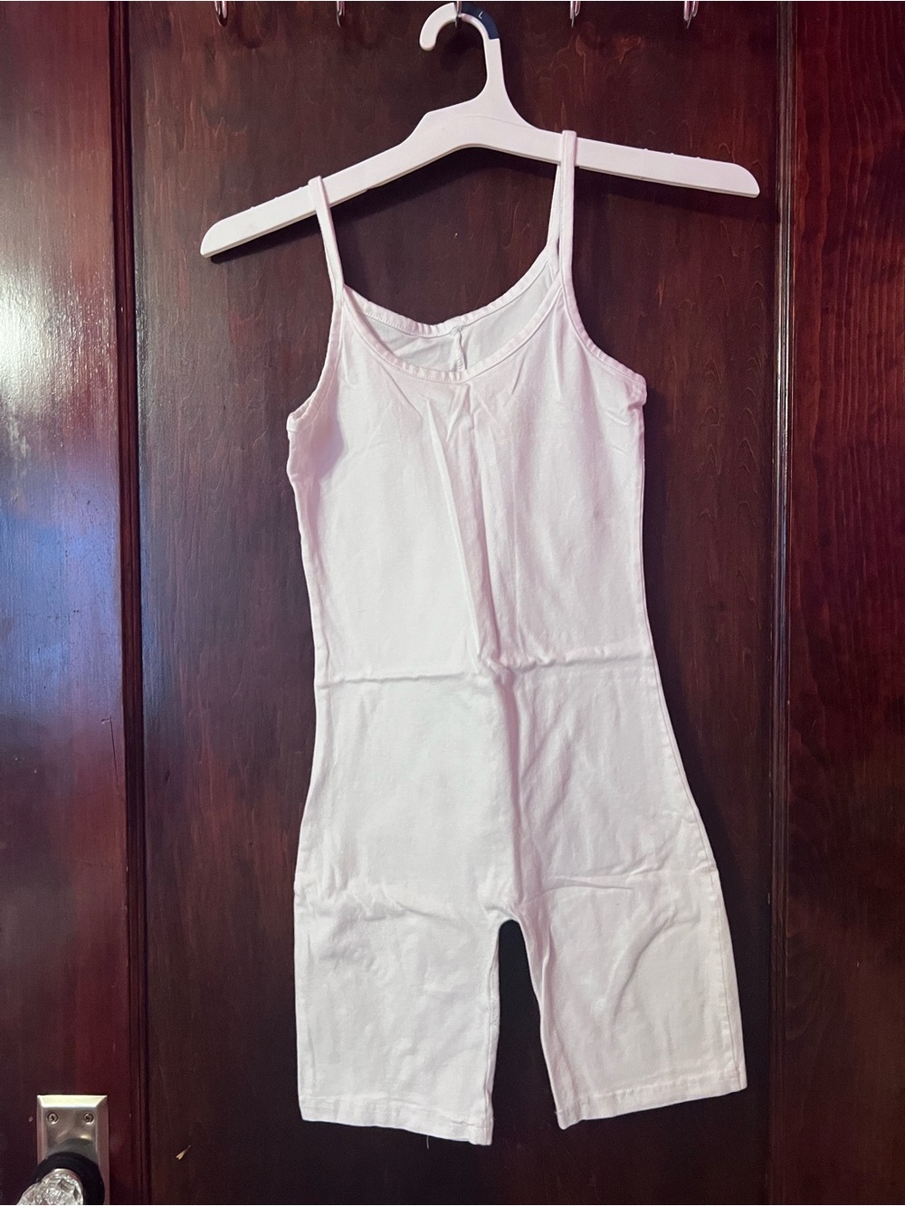 Women’s White Cotton Tank Romper - Lightweight Knit